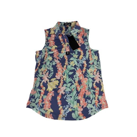 Bad Birdie Tops - Bad Birdie Core Golf Polo SL Womens Size XSmall XS Lei'd All Over Print NWT